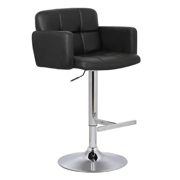 Hydraulic + Swivel Faux Leather Bar Stool