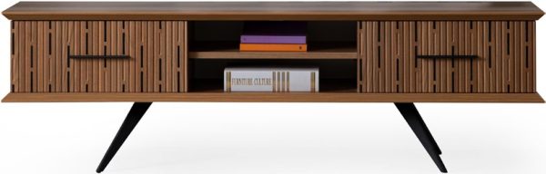 Compact Walnut TV Unit with Optional Decorative Fireplace - Image 6