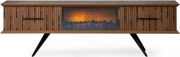 Compact Walnut TV Unit with Optional Decorative Fireplace - Image 5