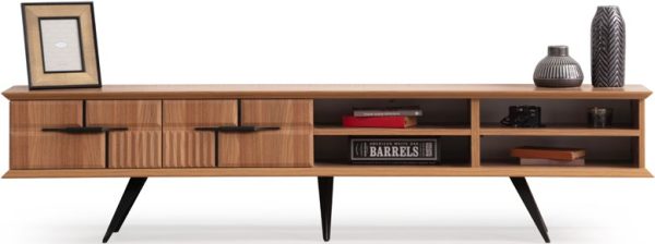 Adjustable Walnut TV Unit with Optional Decorative Fireplace - Image 6