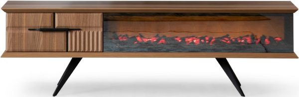 Adjustable Walnut TV Unit with Optional Decorative Fireplace - Image 9