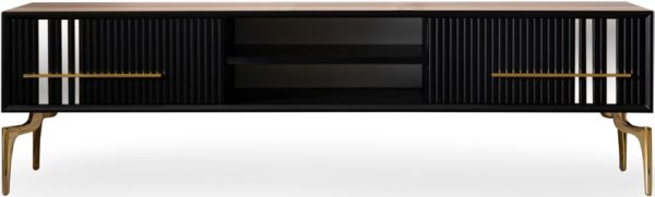 Compact Walnut Marble TV Unit with Storage Options - Image 2