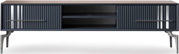 Compact Walnut Marble TV Unit with Storage Options - Image 3