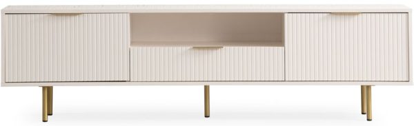 Modern Walnut TV Unit with Decorative Fireplace Accent - Image 2