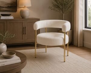 Valorie Accent Chair: Ivory Linen