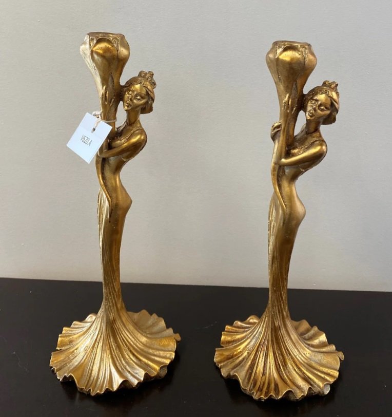 Elegant Lady with Bloom Sculpture - Set of 2 - Image 2