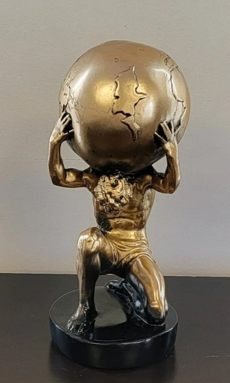 Atlas Figure Lifting Globe Sculpture - Image 2