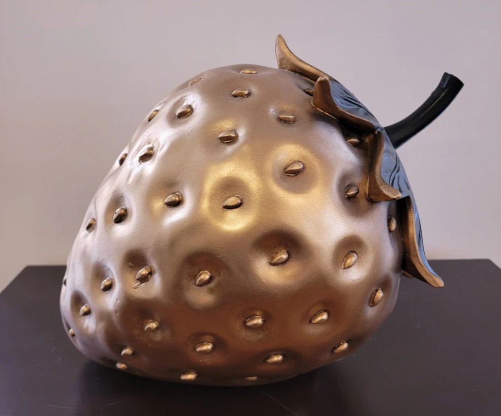 Artistic Golden Strawberry Sculpture - Image 2