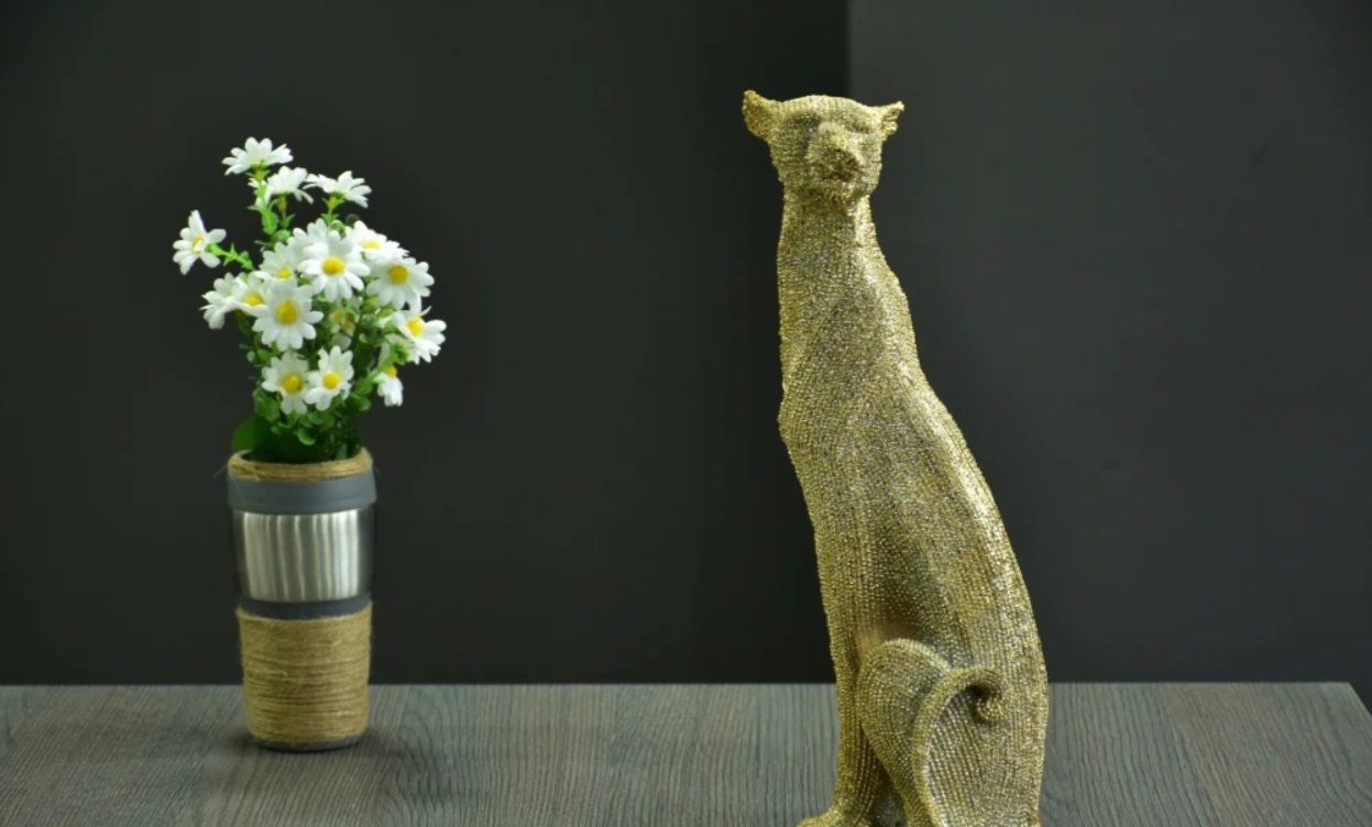 Designer Big Cat Tabletop Sculpture - Image 3