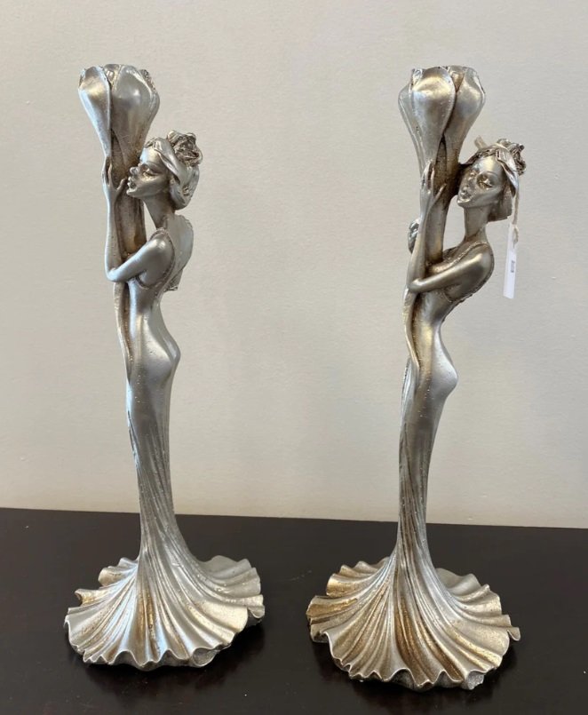 Elegant Lady with Bloom Sculpture - Set of 2 - Image 3