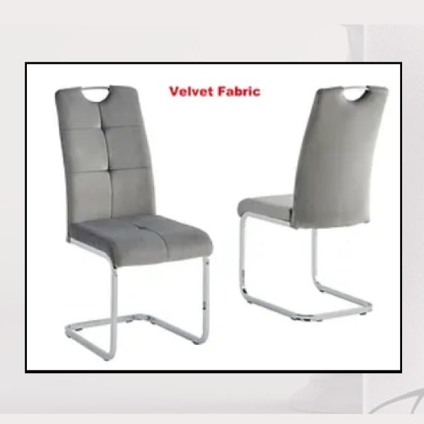 Hawk Velvet & PU Dining Chair – Grey