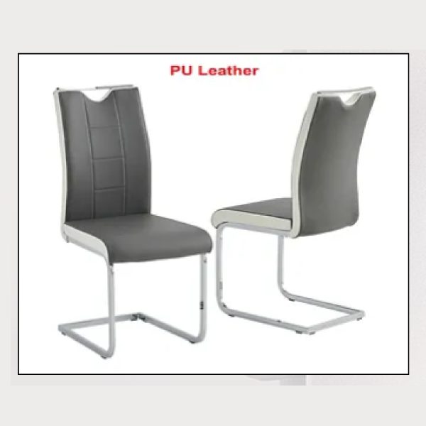 Raven Velvet & PU Dining Chair – Grey