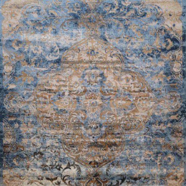 Emojy 16817 Cream Blue Turkish Area Rug Stylish Comfort