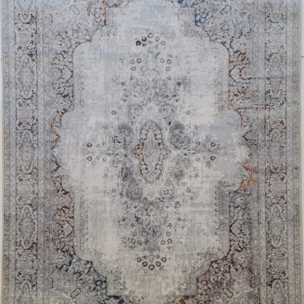 LaDome White Grey Floral Modern Area Rug