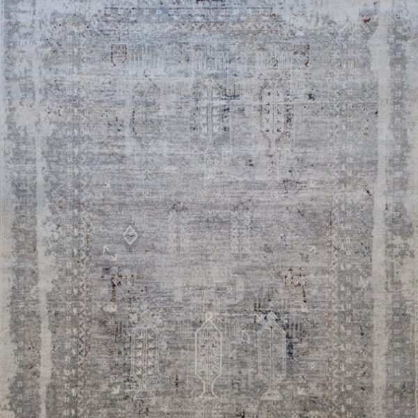 LaDome White Blue Contemporary Floral Area Rug
