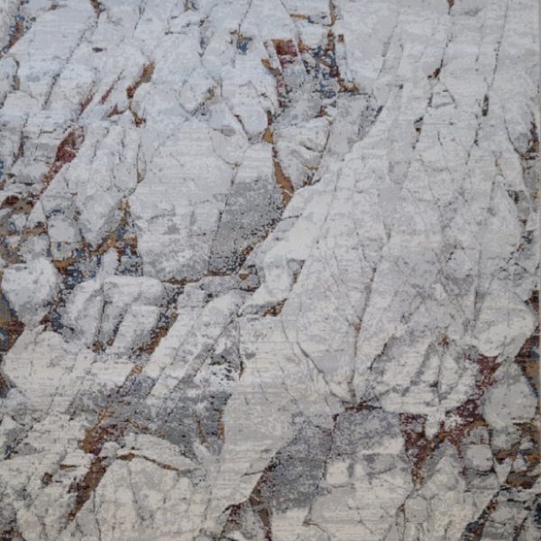 LaDome White Gold Elegant Floral Area Rug