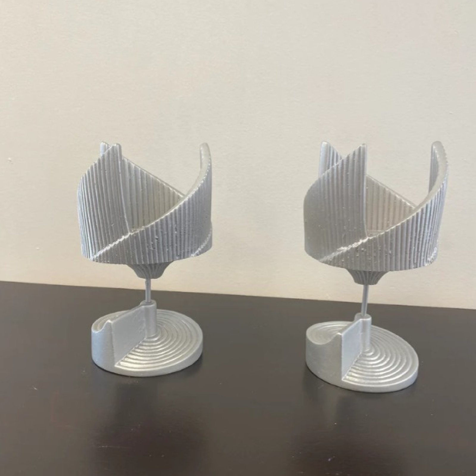 Minimalist Silver Candle Holder - Set of 2