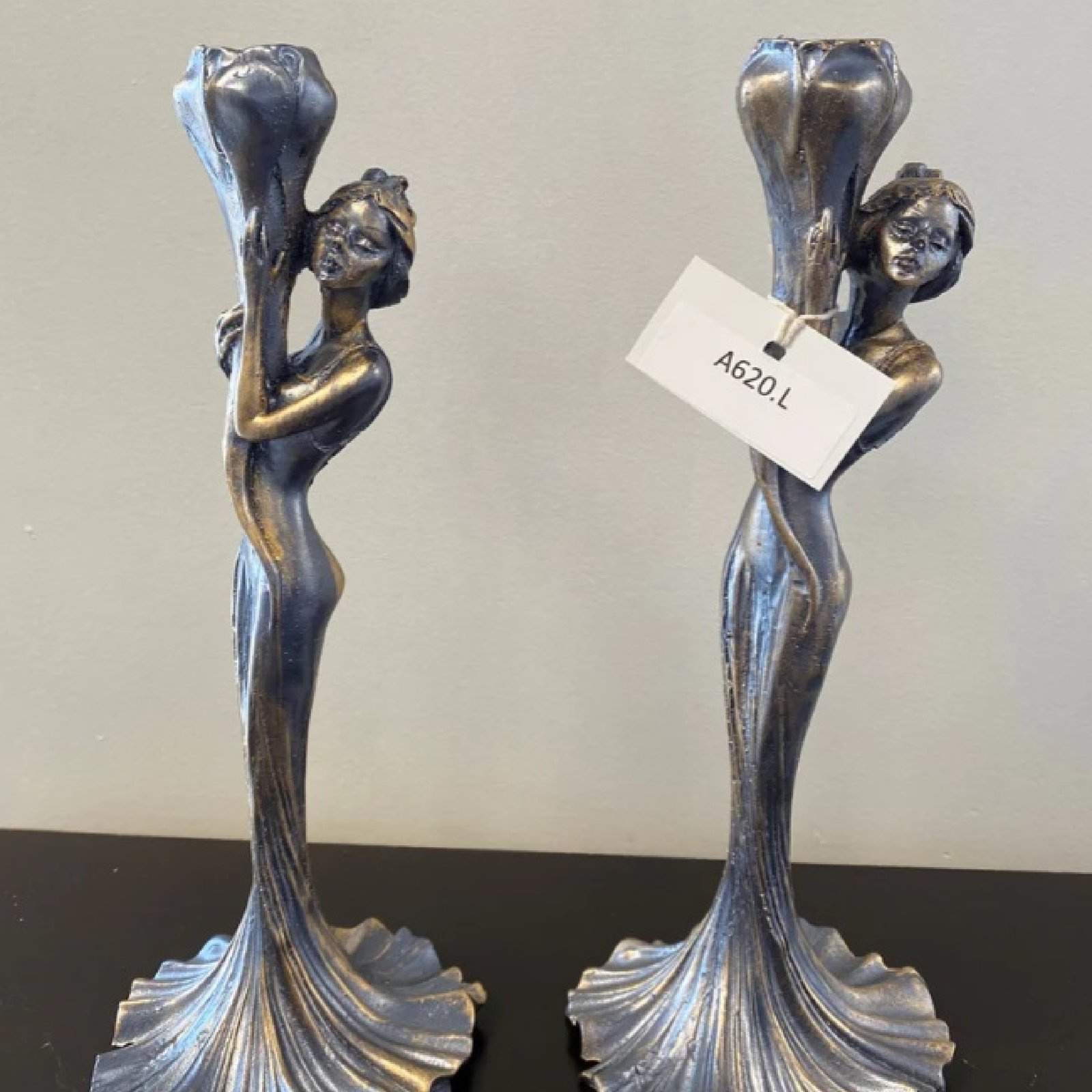 Elegant Lady with Bloom Sculpture - Set of 2