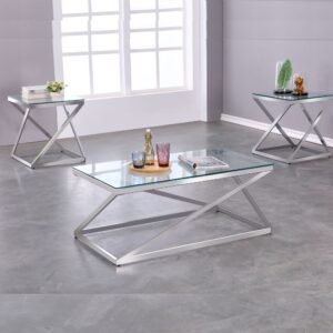Lisbon 3-Piece Coffee Table Set – Silver