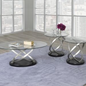 Malmo 3-Piece Coffee Table Set – Black/Silver