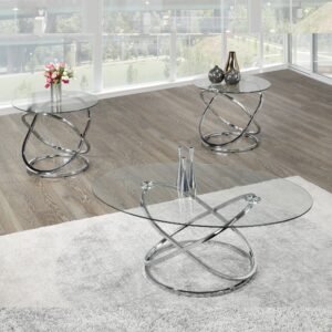 Rome 3-Piece Coffee Table Set – Silver