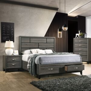 Sara Queen 8-Piece Bedroom Set – Grey