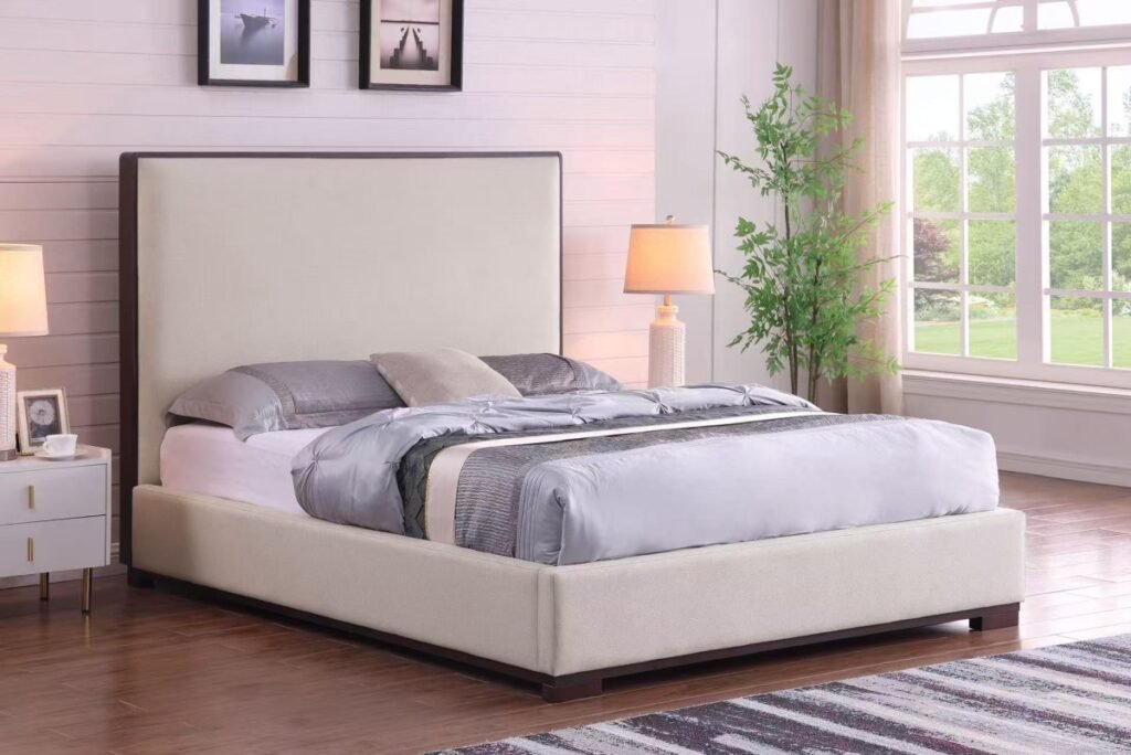 Buy Beige Wingback Upholstered Bed Frame from Infinity Furniture Mississauga