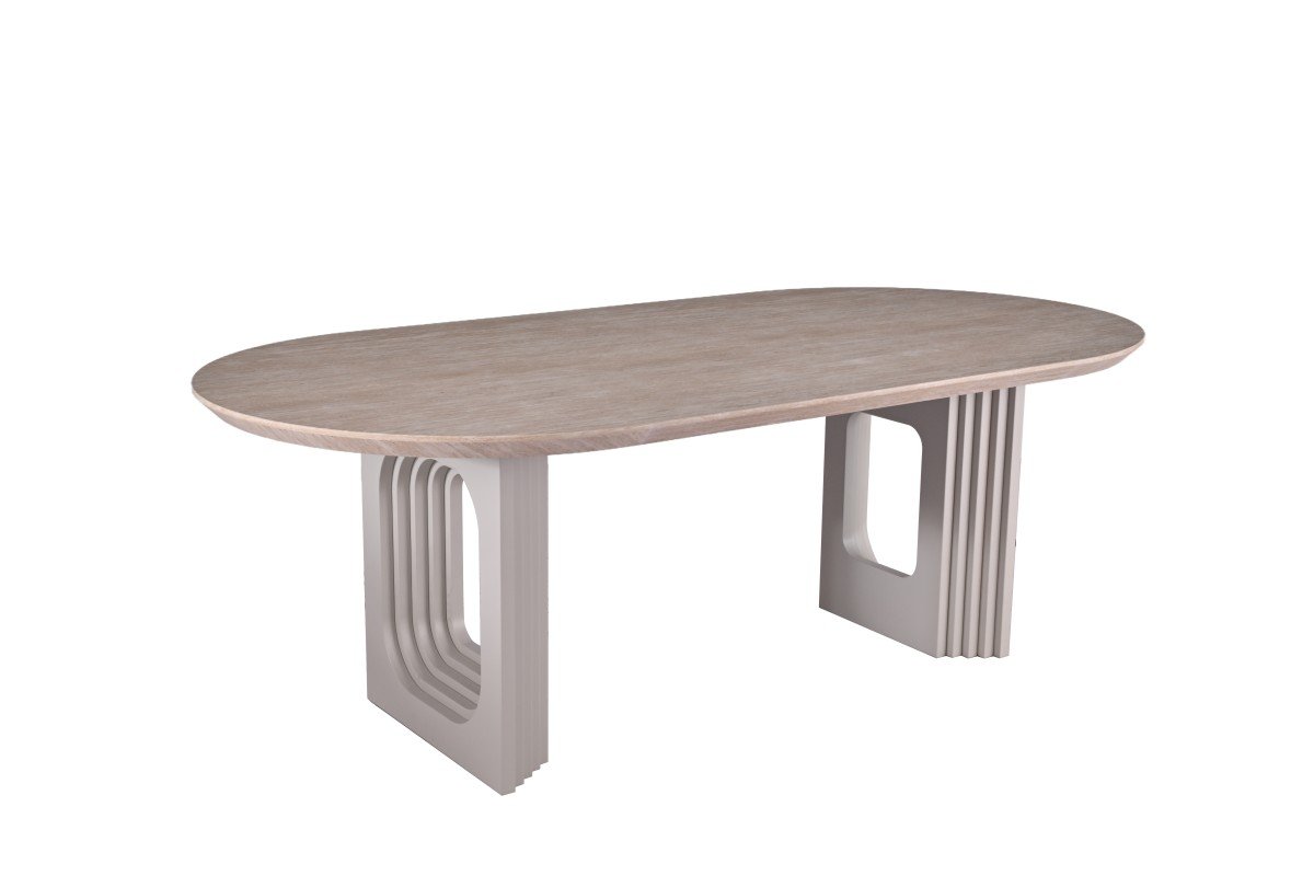 Buy Beige Oval Dining Table Travertine Finish | Infinity Furniture Mississauga