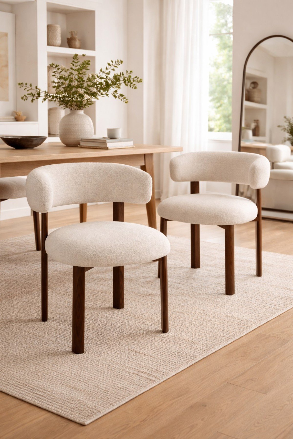 Dining Chair – Walnut / Beige Bouclé - Image 9