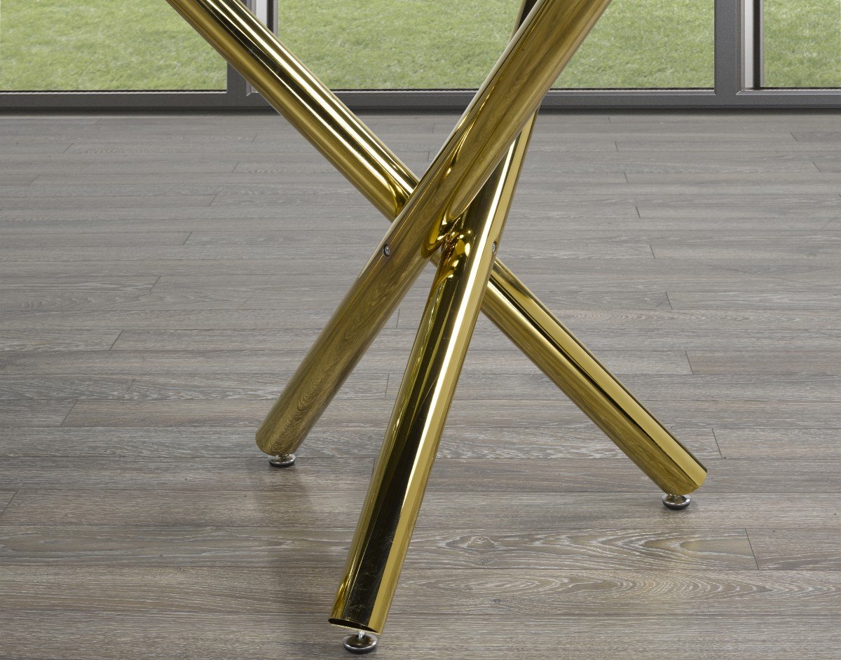 Buy Gold Glass Dining Table 70.86" X-Frame | Infinity Furniture Mississauga