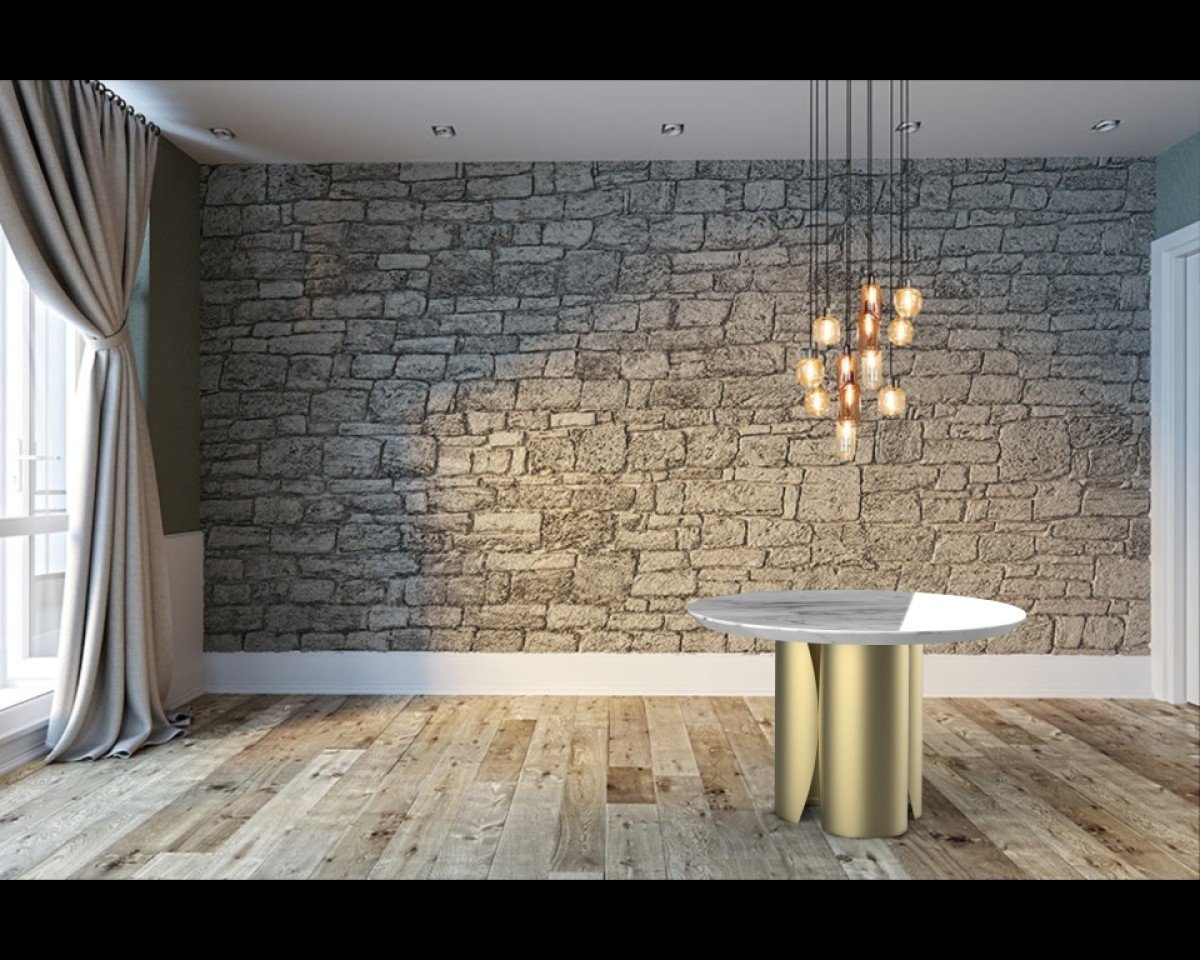 Buy Gold Round Dining Table Marble Top | Infinity Furniture Mississauga