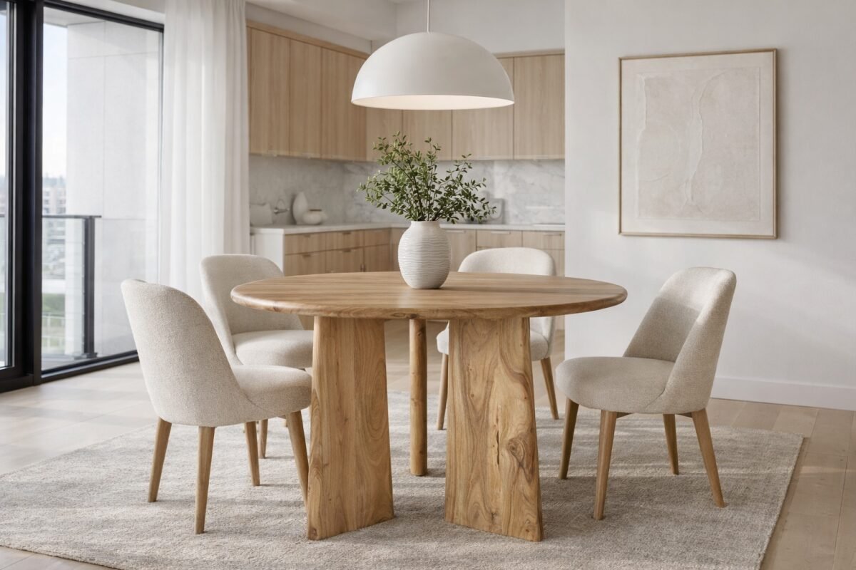 Buy Natural Round Dining Table Solid Wood | Infinity Furniture Mississauga