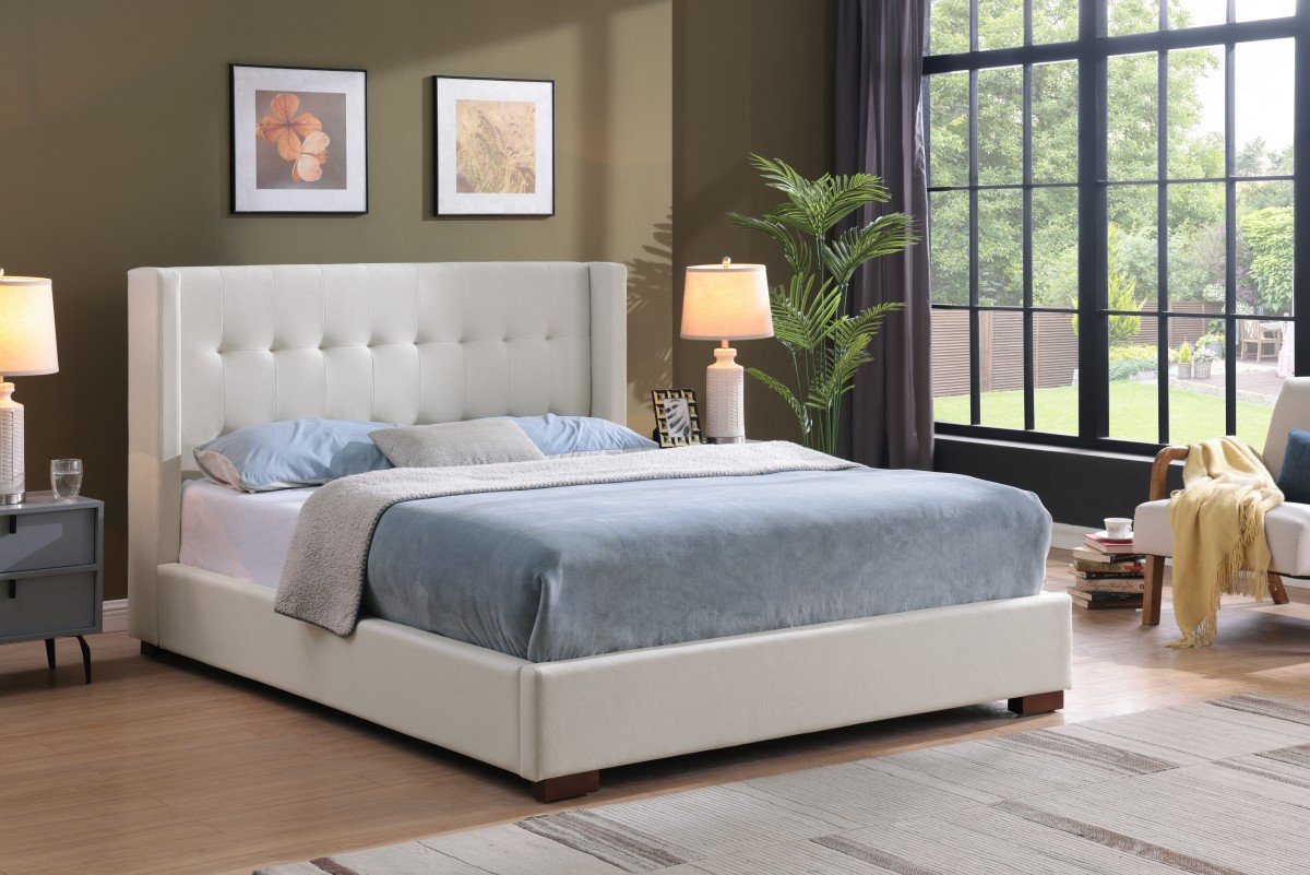 Buy Beige Upholstered Bed Frame King & Queen
