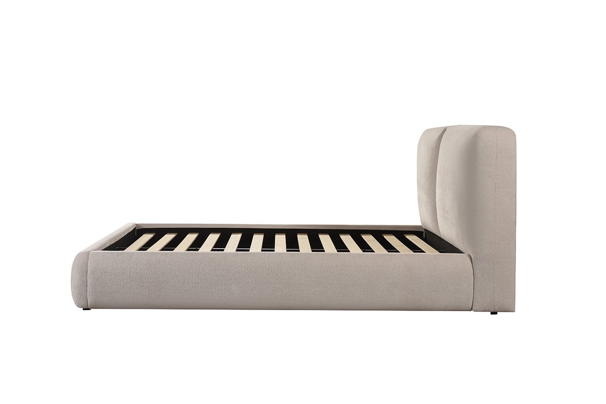 Beige Upholstered Bed Frame | Modern Platform Bed King & Queen