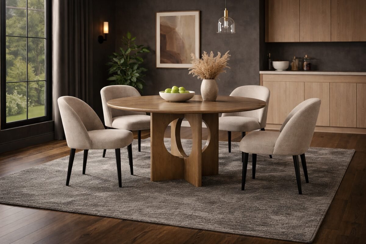 Buy Large Round Natural Oak Dining Table | Infinity Furniture Mississauga