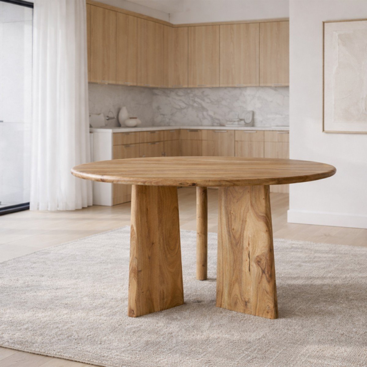 Buy Natural Round Dining Table Solid Wood | Infinity Furniture Mississauga
