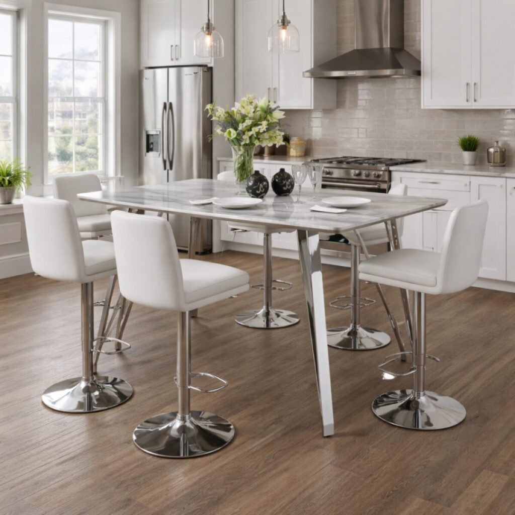 Buy Silver Counter Table 72" Marble Top | Infinity Furniture Mississauga