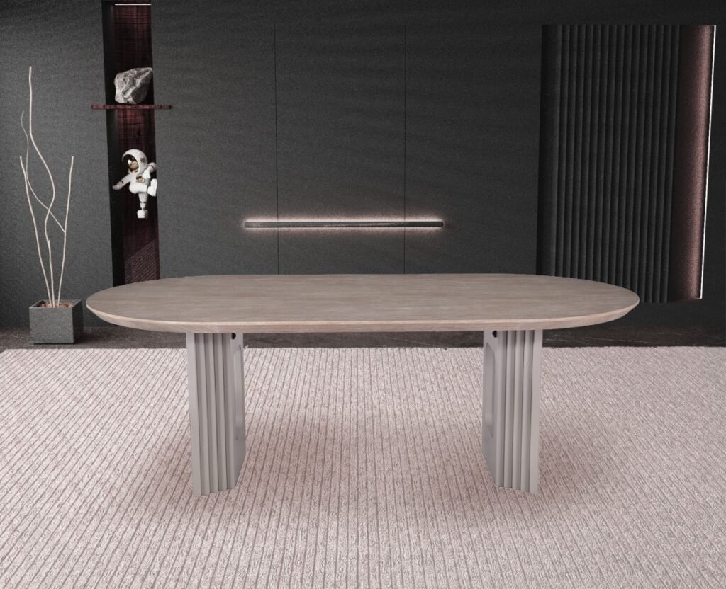 Buy Beige Oval Dining Table Travertine Finish | Infinity Furniture Mississauga