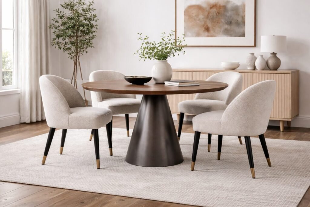 Buy Espresso Round Dining Table Wood Metal | Infinity Furniture Mississauga