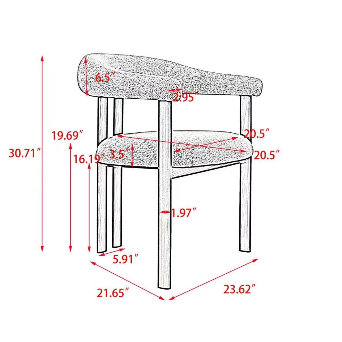 Dining Chair Oak Beige Bouclé | Infinity Furniture Mississauga