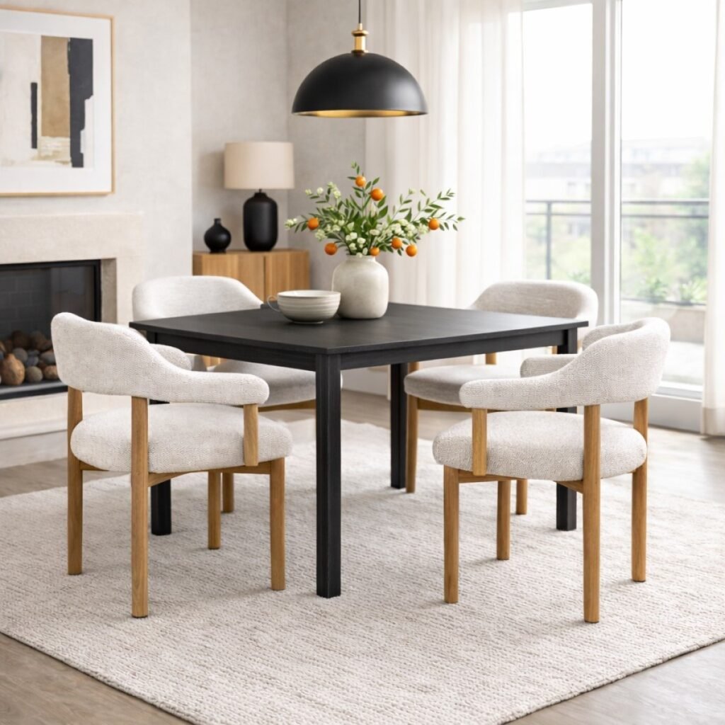 Dining Chair Oak Beige Bouclé | Infinity Furniture Mississauga