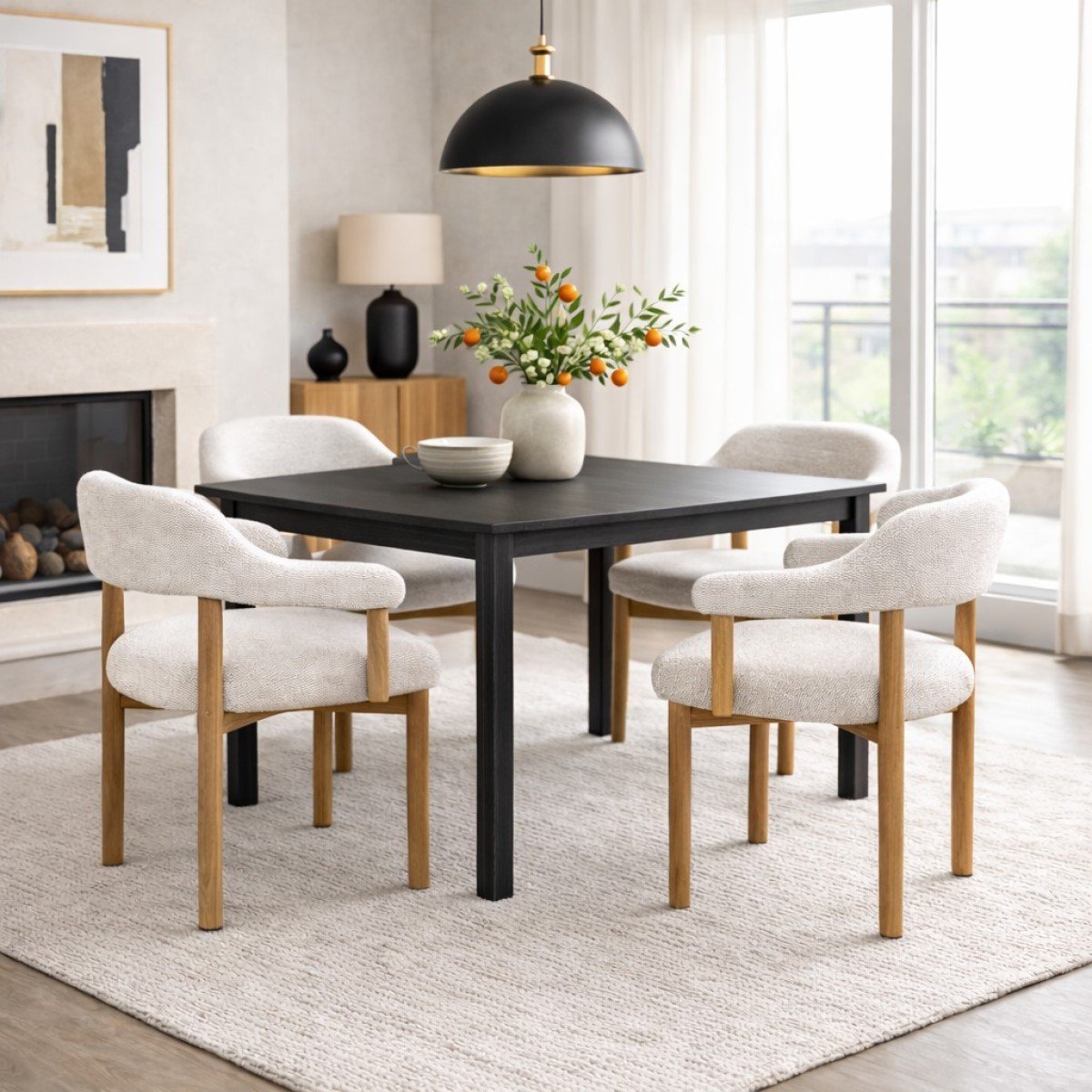 Dining Chair Oak Beige Bouclé | Infinity Furniture Mississauga