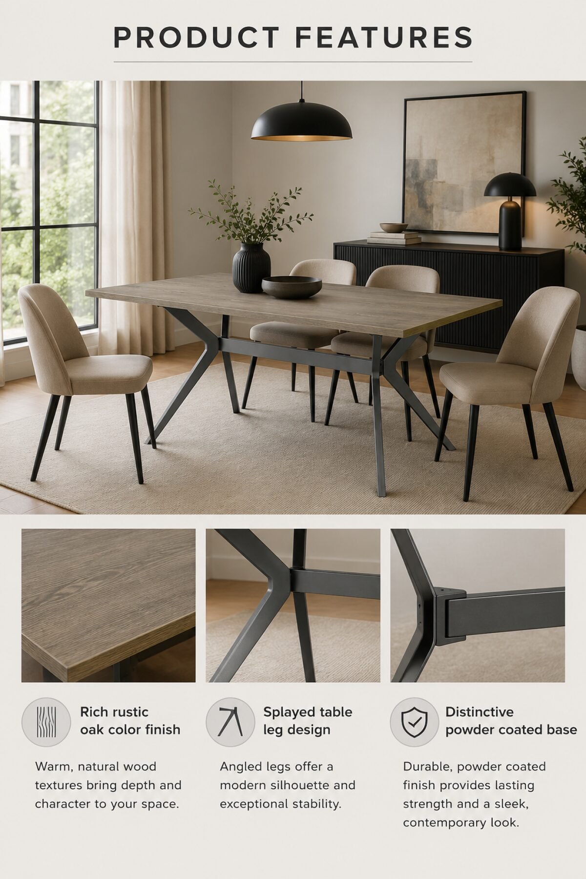 Buy Rustic Oak Dining Table 60" | Infinity Furniture Mississauga