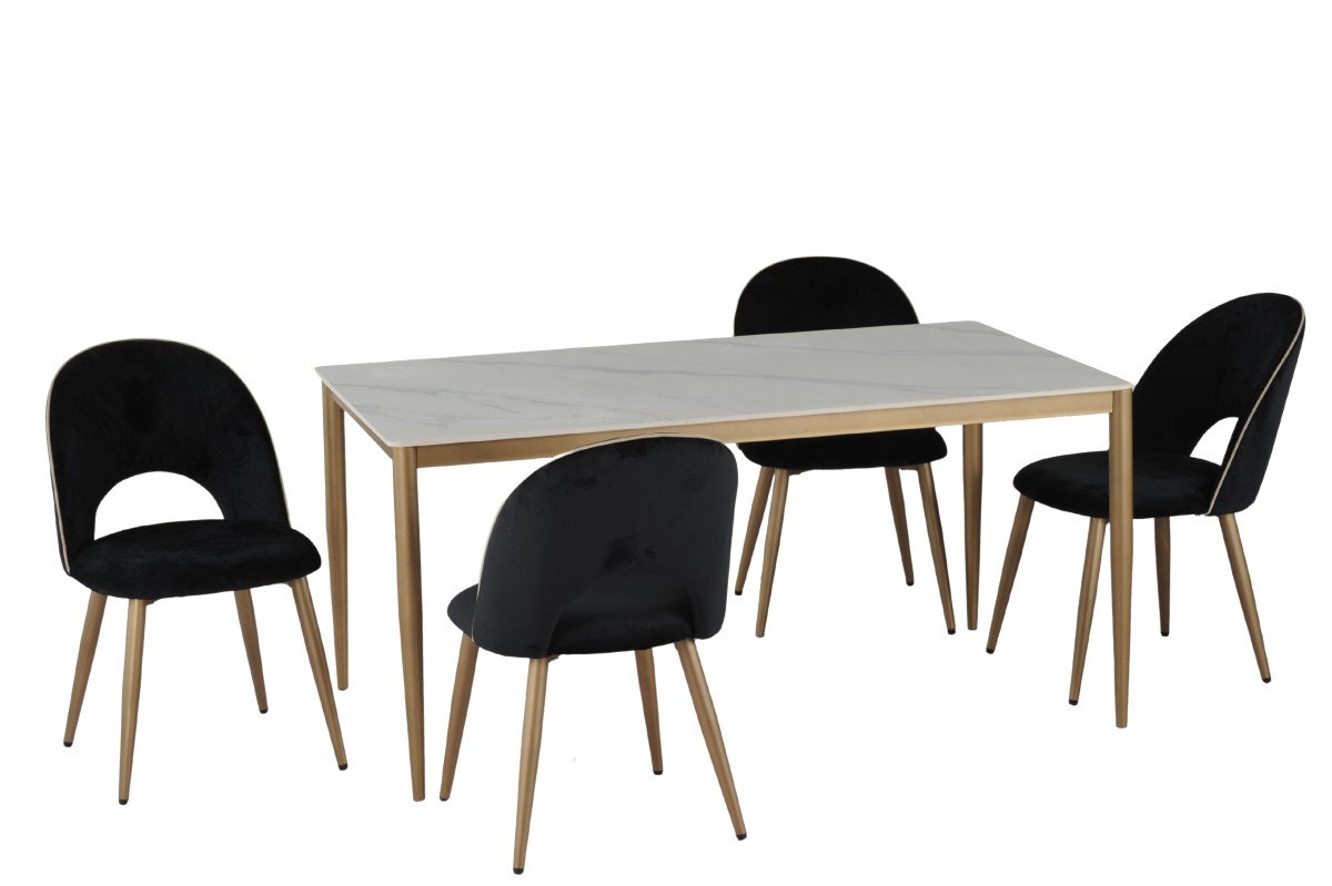 Buy White Gold Ceramic Dining Table 63" | Infinity Furniture Mississauga