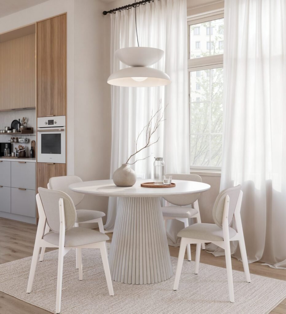 Buy White Wash Round Dining Table Pedestal | Infinity Furniture Mississauga