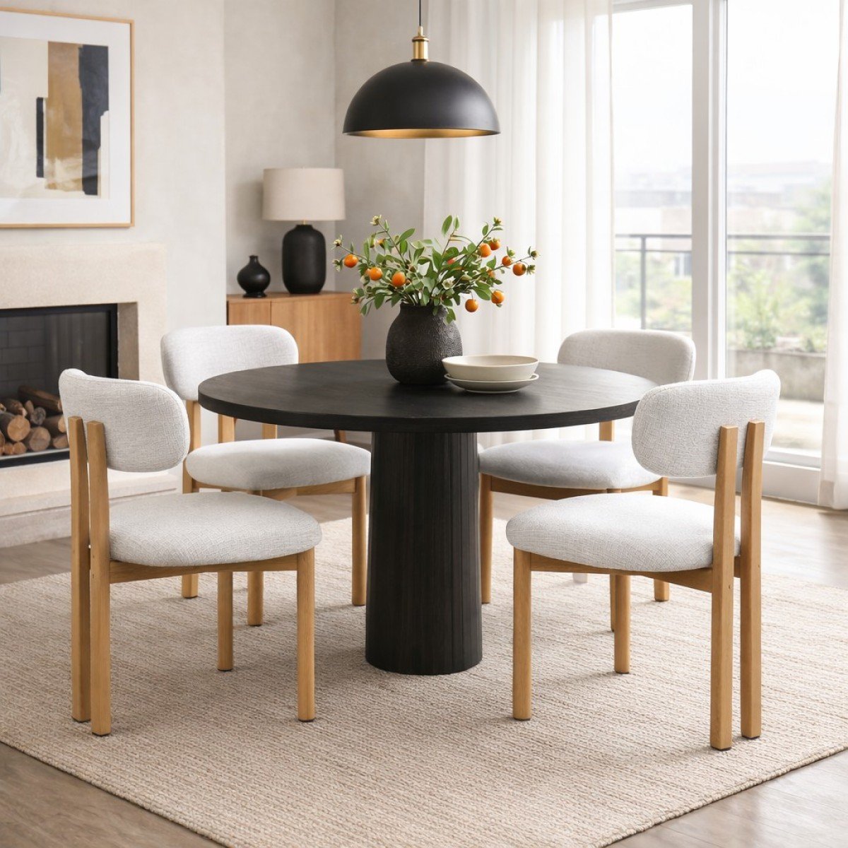 Dining Chair – Oak / Ivory Bouclé - Image 9