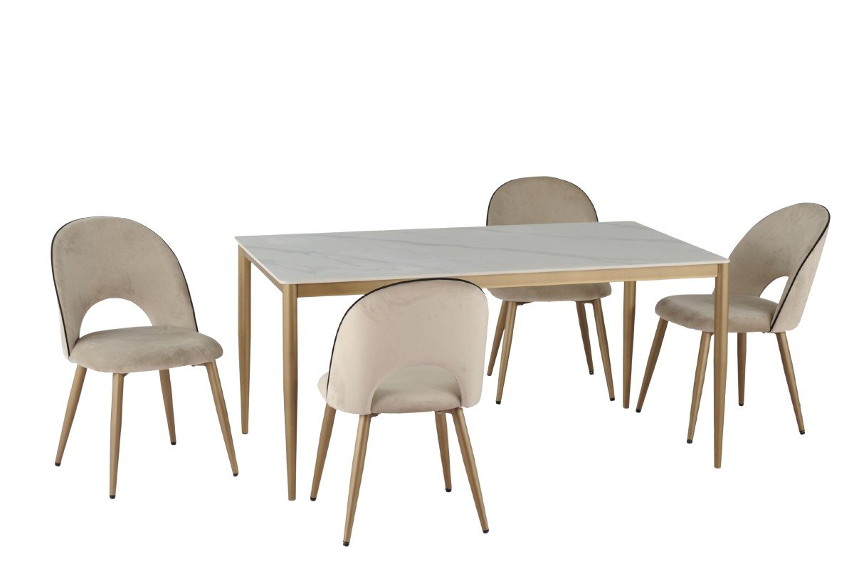 Buy White Gold Ceramic Dining Table 63" | Infinity Furniture Mississauga