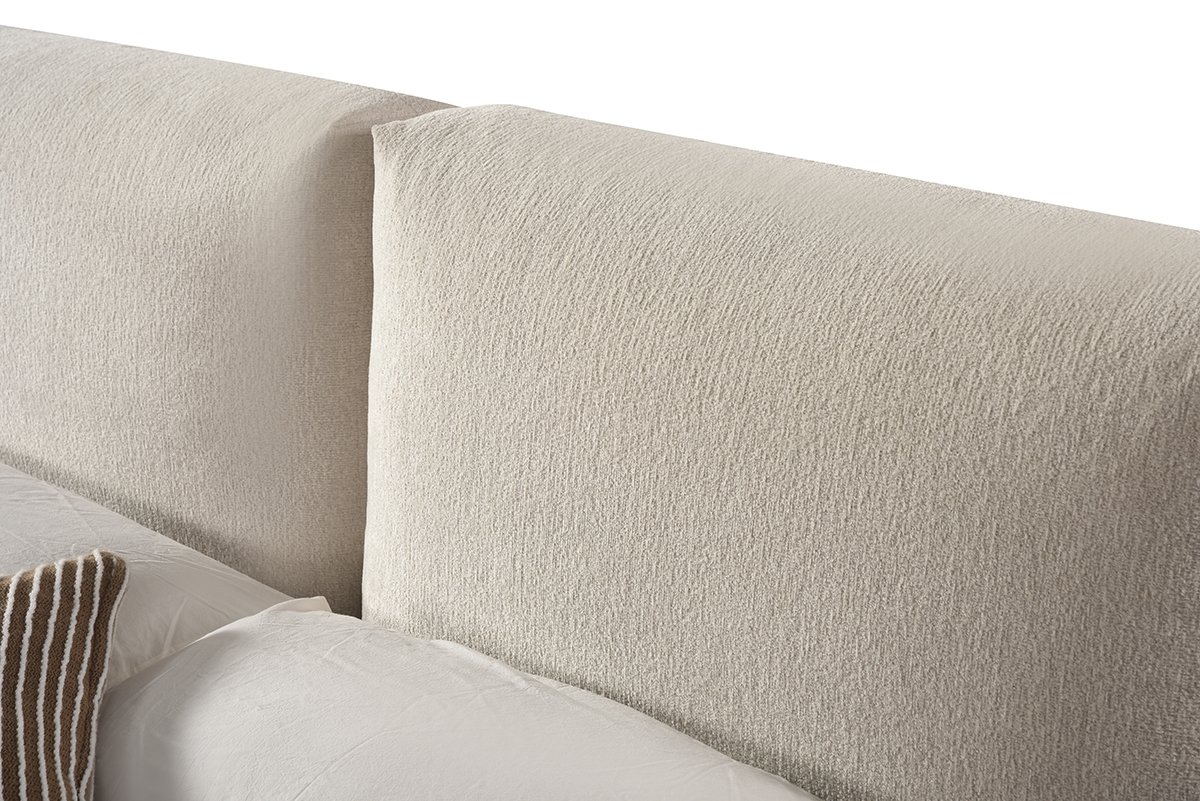 Beige Upholstered Bed Frame | Modern Platform Bed King & Queen