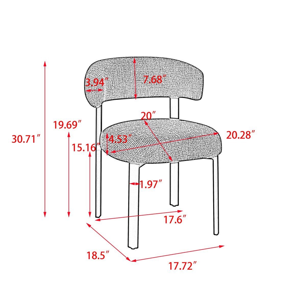 Dining Chair – Walnut / Beige Bouclé - Image 7