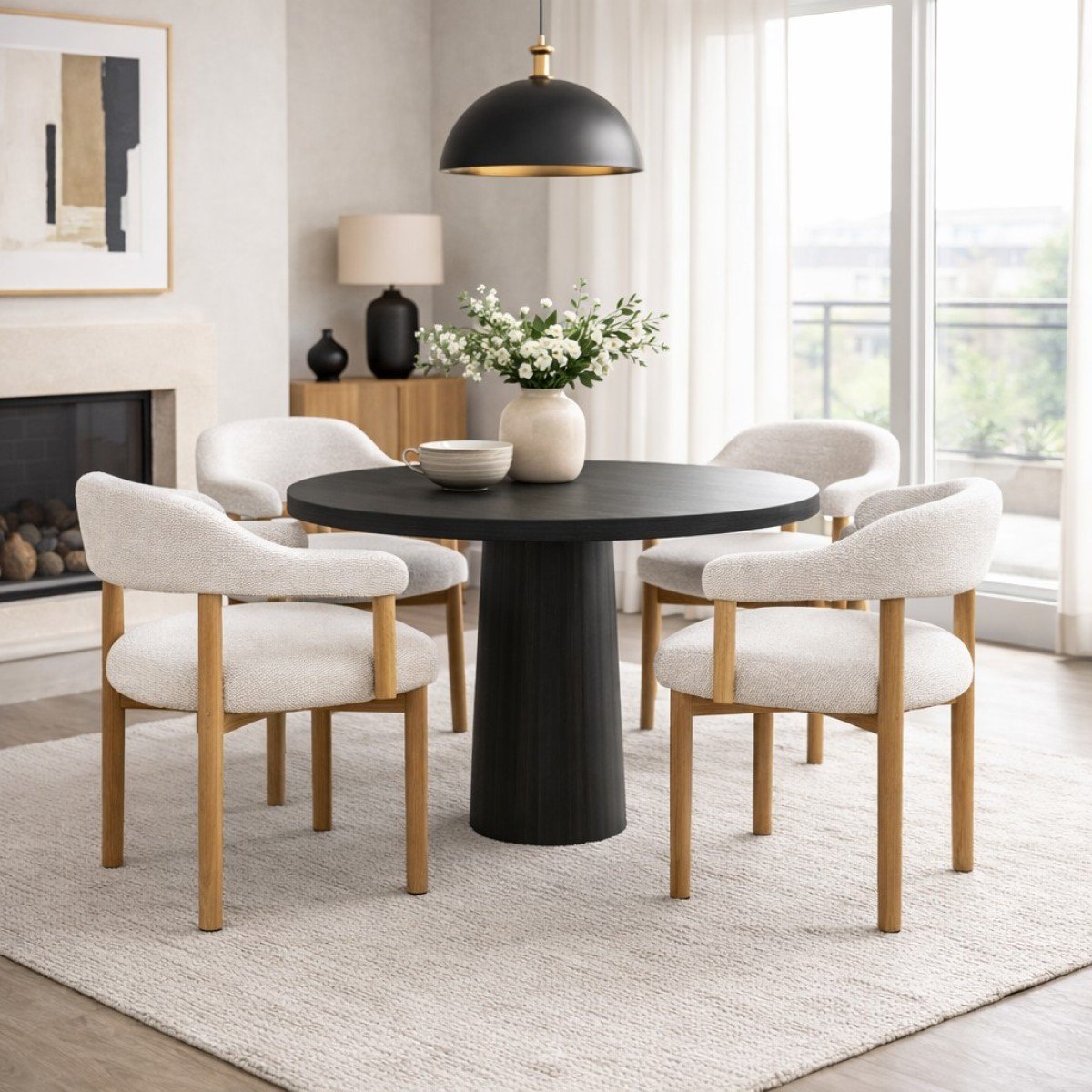 Dining Chair Oak Beige Bouclé | Infinity Furniture Mississauga